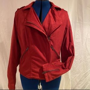 Red suede Moto jacket